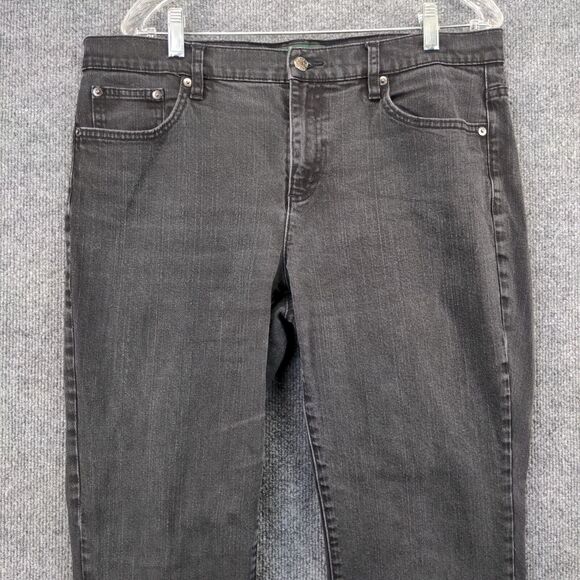 Lauren Jeans Co. Womens Classic Straight Jeans Blac Plus Size 14 Denim 5-Pocket - Picture 3 of 11